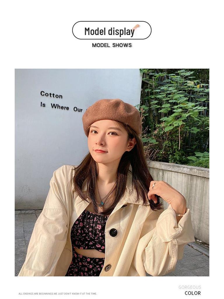 Satomi Ishihara Retro Wool Beret: Thickened Japanese & Korean Versatile Pumpkin Hat for Women