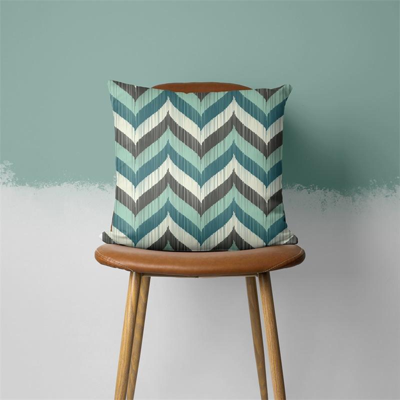 Teal Cushion Cover Leaf Feather Geometric Heart Sofa Pillowcase Bedroom Home Decor Office Decor Accessories 60x60cm50x50cm45x45