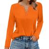 Women's T Shirt Solid Color Button Long Sleeve Daily Weekend Fashion Basic V- Neck Regular Top