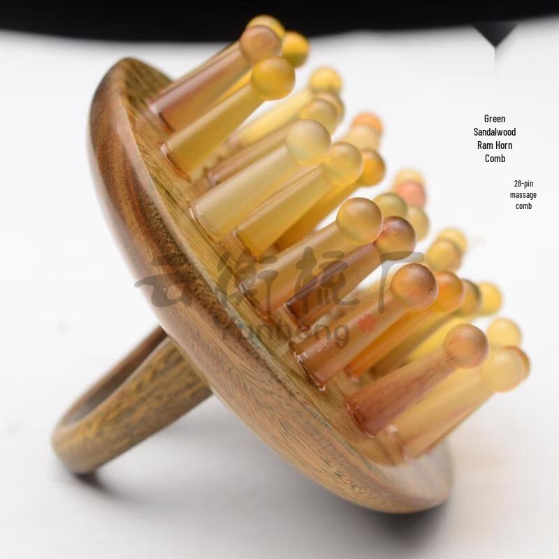 Green Sandalwood Ox Horn Massage Comb