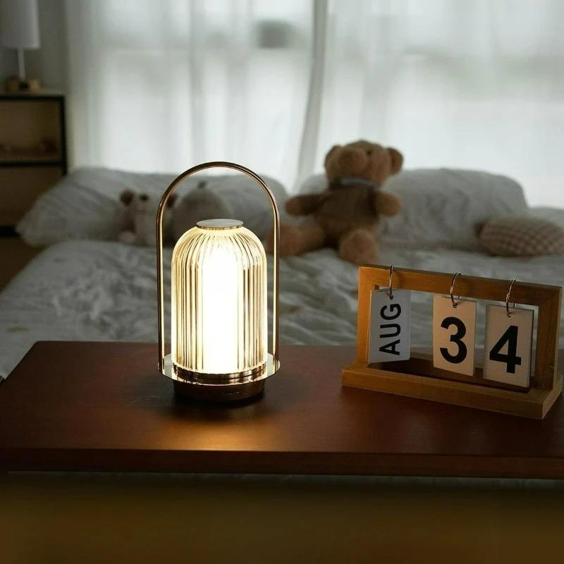 Cordless Table Lamp Rechargeable LED Night Light with 3 Color Stepless Dimming Ambient Lighting Bedside Lamp for Bedroom