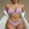2024 Women's European & American Lace-Up Triangle Bikini - Sexy Print Beach Swimwear
