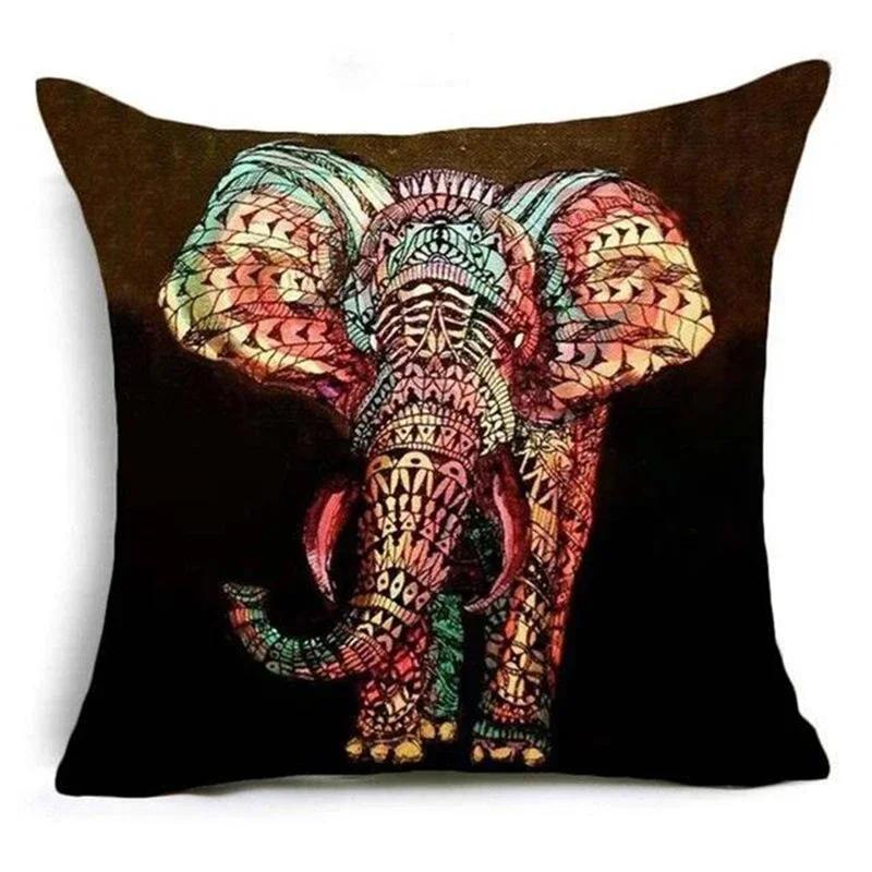 45*45CM Home Decor Pillowcase Sofa Pillowcase Polyester Elephant Print Cushion Cover Indian Style Animal