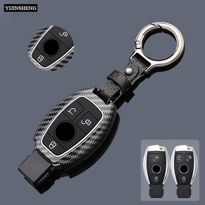 Carbon Style ABS Car Key Case Cover Fob Keychain for Mercedes Benz A B C E Class GLS GLA GLK GLC CLS CLA AMG W204 W205 W212 W176