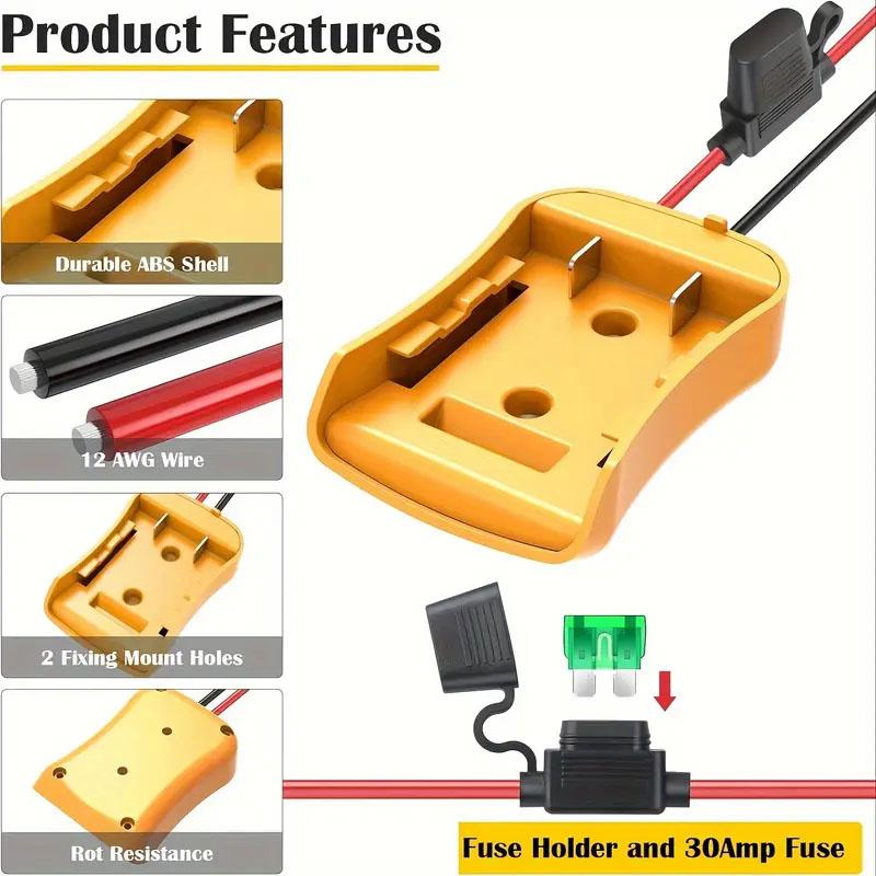 1/1 Packs Power Wheel Adapter for Dewalt 11V Battery Adapter Power Wheel Battery Converter Kit with Fuses & Wire Terminals