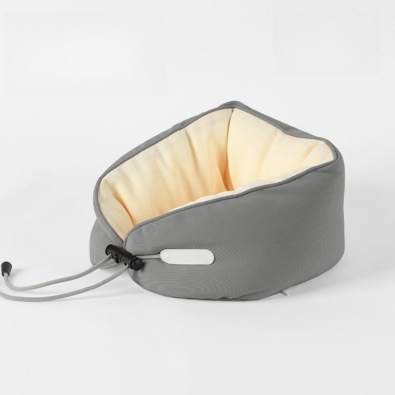Macaron U Shaped Pillow Soft Foam Particle Travel Portable Neck Support for Airplane Headrest Office Nap Cozy Comfort Aid серый