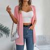 Women's Elegant V Neck Loose Knitted Cardigan Solid Check Sweater Tops for Spring Summer Fashion