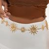 KunJoe Bohemian Creative Metal Sunflower Belly Waist Chain for Women Fashion Sexy Gold Color Dress Chain Body Jewelry Accessory