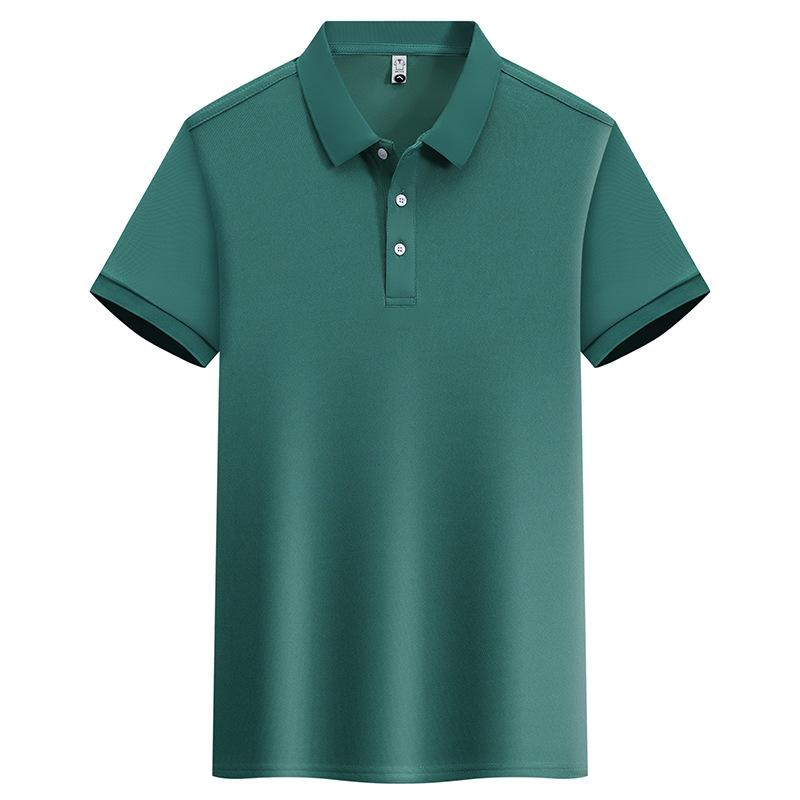 Kurzärmeliges Poloshirt für Herren im Sommer, schlichtes, legeres Business-T-Shirt mit einfarbigem Revers, Eisseide, atmungsaktiv und vielseitig