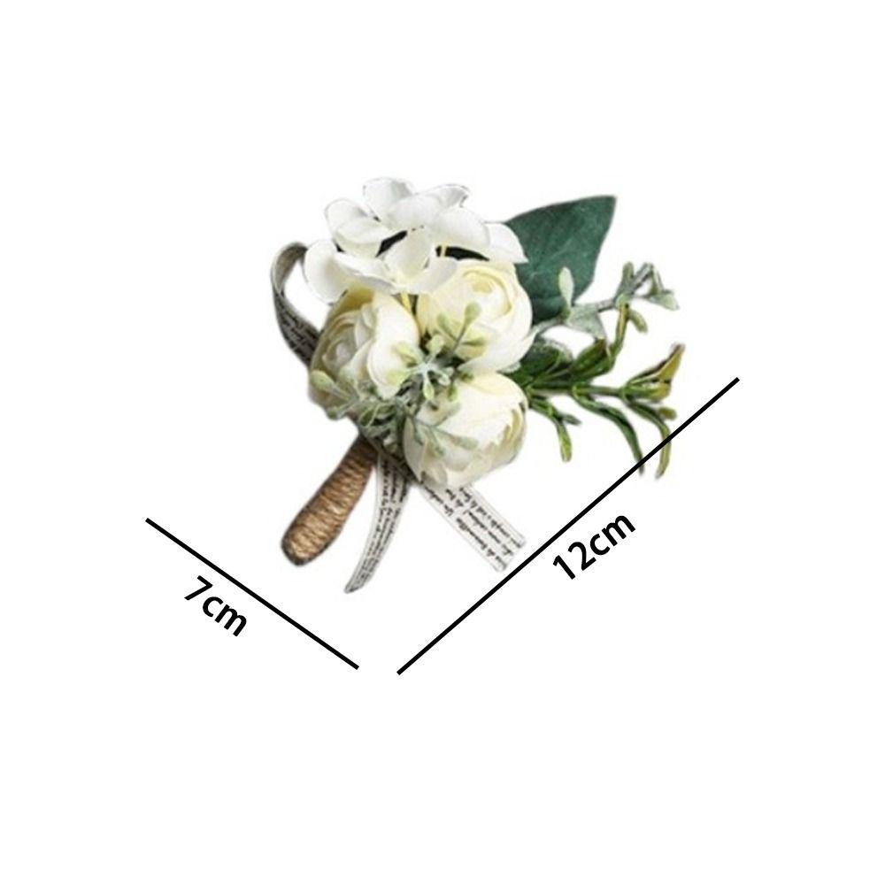 Elegant Artificial Boutonnieres Ivory Color Simulation Silk Rose Flowers  Wedding Accessories