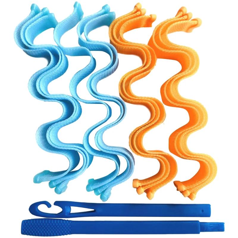 12/18/10pcs Hair Curler Rollers Women Spiral Curls Heatless with 2 Pcs Hooks DIY Wave Shape Rollers Spiral Round Curls Hair Tool