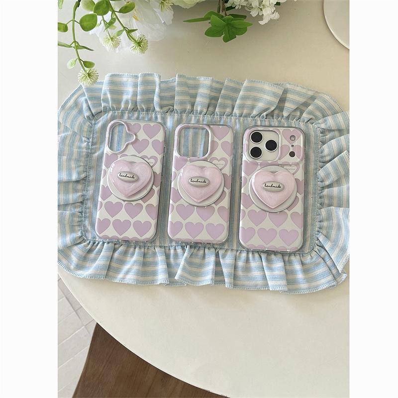 Korean Style Electroplated Heart Magnetic Phone Case for iPhone 17/16 Pro Max/15/14