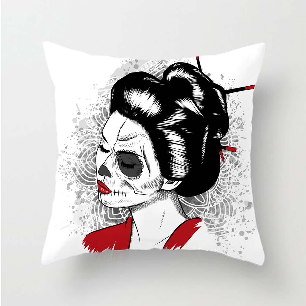 Throw Pillowcase Square Zipper  Scary Skull Women's 3D Printed Decorative