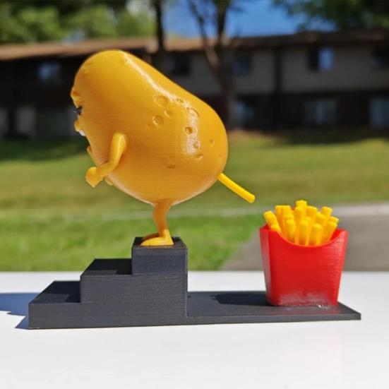 Pooping Potato Figurine 3D Printed Potato Become French Fries Ornament Desktop Potato And Fries Decoration Prank Gift for Fries Lovers