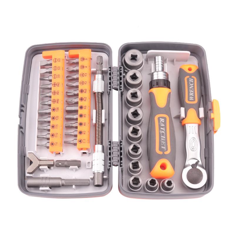 38-in-1 Multifunction Ratchet Wrench & Screwdriver Bit Set for Household & Mechanical Repairs