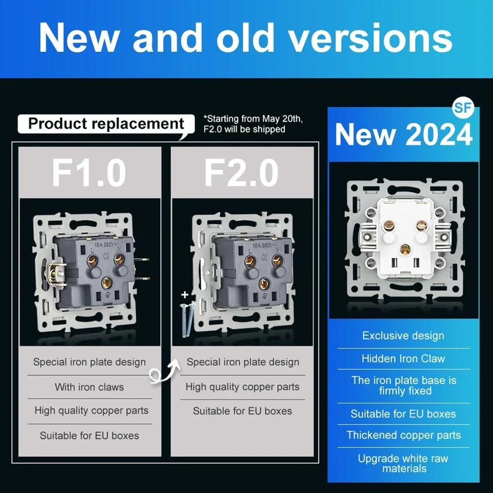 1Pcs PC Panel Modular Sockets And Switches EU French Socket Module  for EU Standard Wall Mount DIY