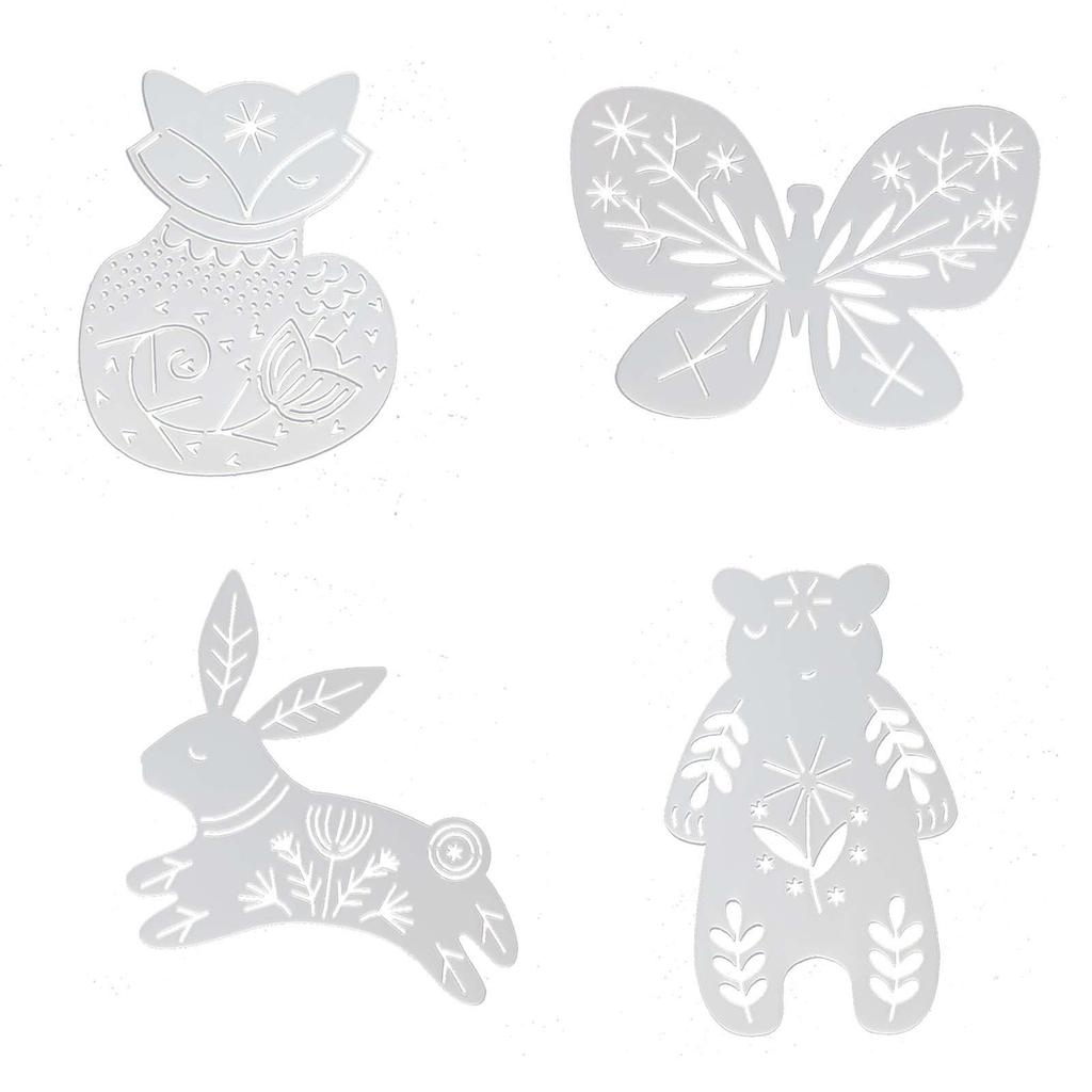 4x Animal Stencils Painting Template Set Crafting for Birthday Party Floor Home Decor