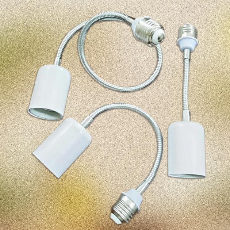 Ceramic E27 Bulb Socket Extender With Full Rotation Metal Base Heat Tolerance 400W For Lighting Adjustments