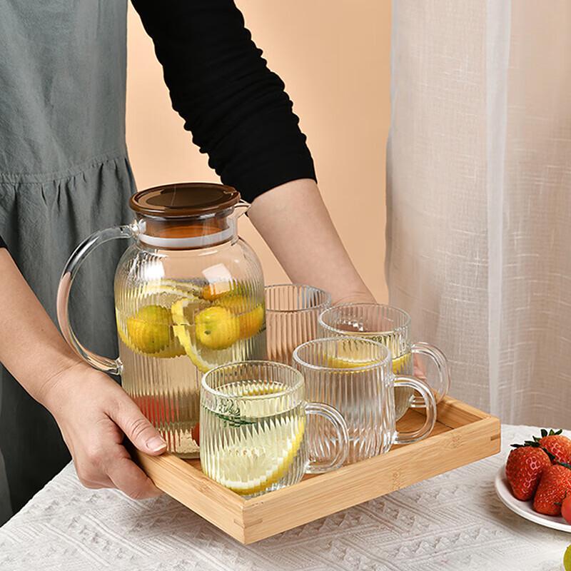 Glass Water Pitcher & 4-Cup Set