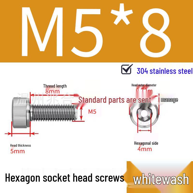 304 Stainless Steel Hex Socket Head Cap Screws, Cylindrical Head, DIN912.
