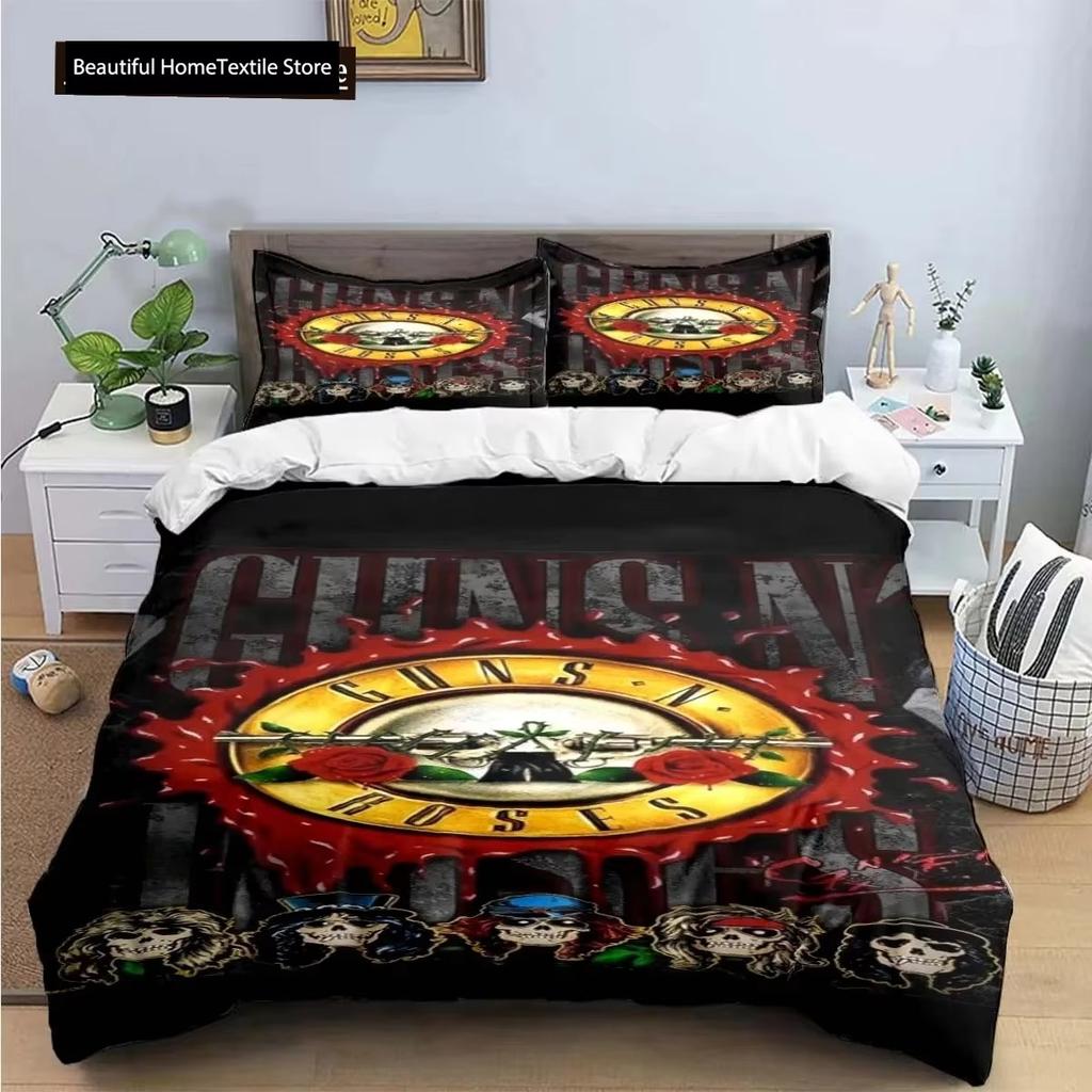 3D-tryck Guns N Roses GNR Band Retro Sängkläder Pojkar Flickor Twin Queen King Size Påslakan Örngott Säng Pojkar Vuxen