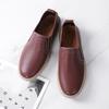 First Layer Cowhide Shallow Mouth Men's Shoes for Lazy People Lightweight and Casual Single Shoes Low Cut Fashionable Business Round Toe Leather Shoes