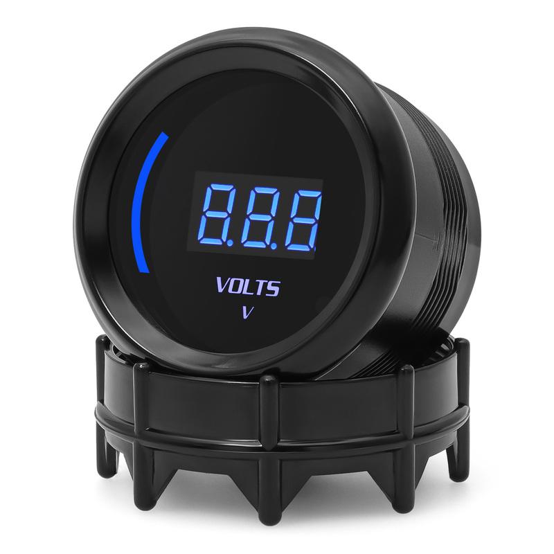 Smoked Len 0-35V Voltage Digital 52mm Gauge Voltmeter BLUE LED VOLTS Car Meter for Universal Gasoline Racing Car 12V