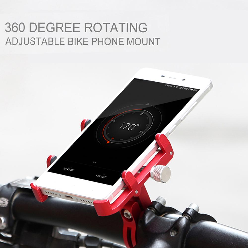 Bicycle Phone Holder 360 Degree Rotating Length Adjustable Aluminum Bike Handlebar Mount Cycle Clip on Phone Clamp