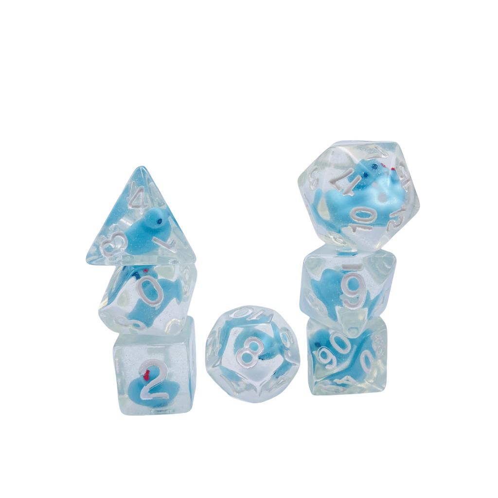 7-Die Dice DND, Rubber Ducky DND Dice, Dice Tray, D and D Dice for Dungeons and Dragons Gift (Dice Set Only)