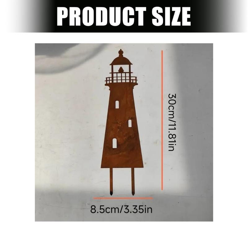 Metal Lighthouse Garden Stake with Ground Insert Base, Plant Climbing Frame for Flower Area, Lawn Edge, Yard Line, and Outdoor Display