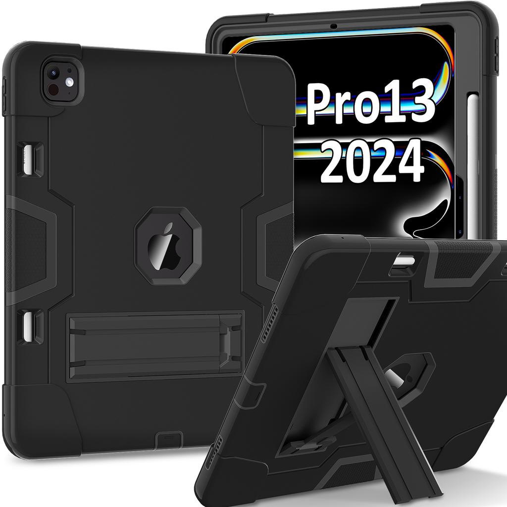 For iPad Pro 13 (2025)/13 (2024) Case Robot Style Silicone + PC Tablet Cover with Kickstand