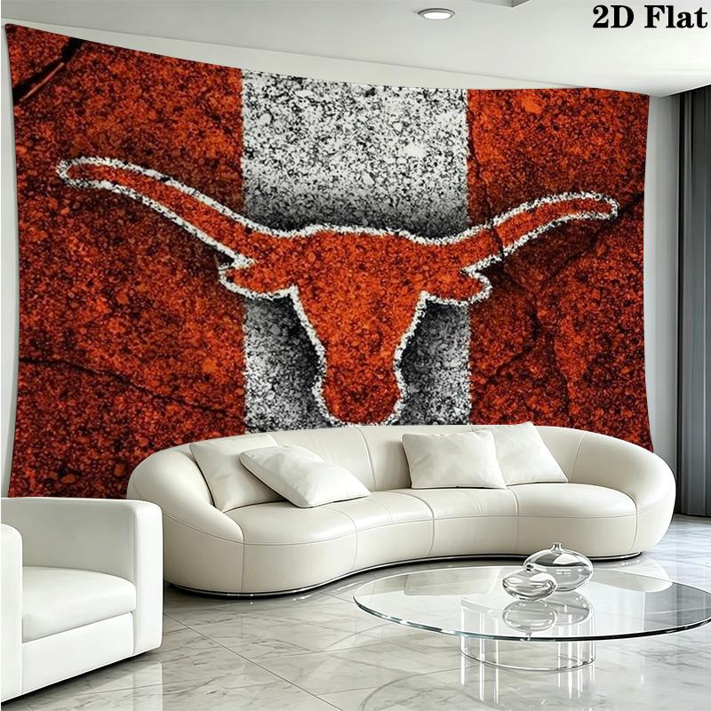 Texas Longhorns Wall Tapestry Aesthetic Wall Hanging Printed Fabric Blanket Decorative Tapestries for Bedroom Living Room Home Decor