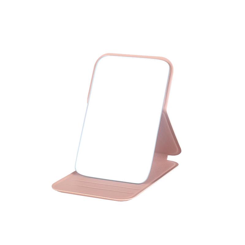 Compact Folding Vanity Mirror: Portable, Minimalist Design for Women, Perfect for Desktop or Travel.