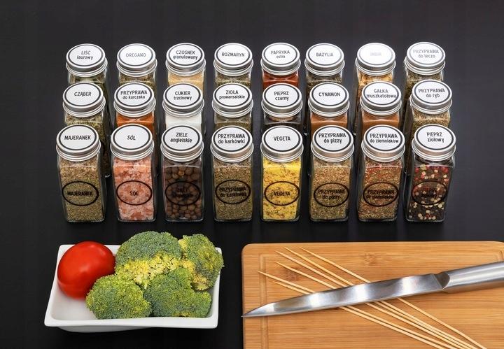 Set of 24 Spice Jars 120ml + 68 Labels for Spice Jars
