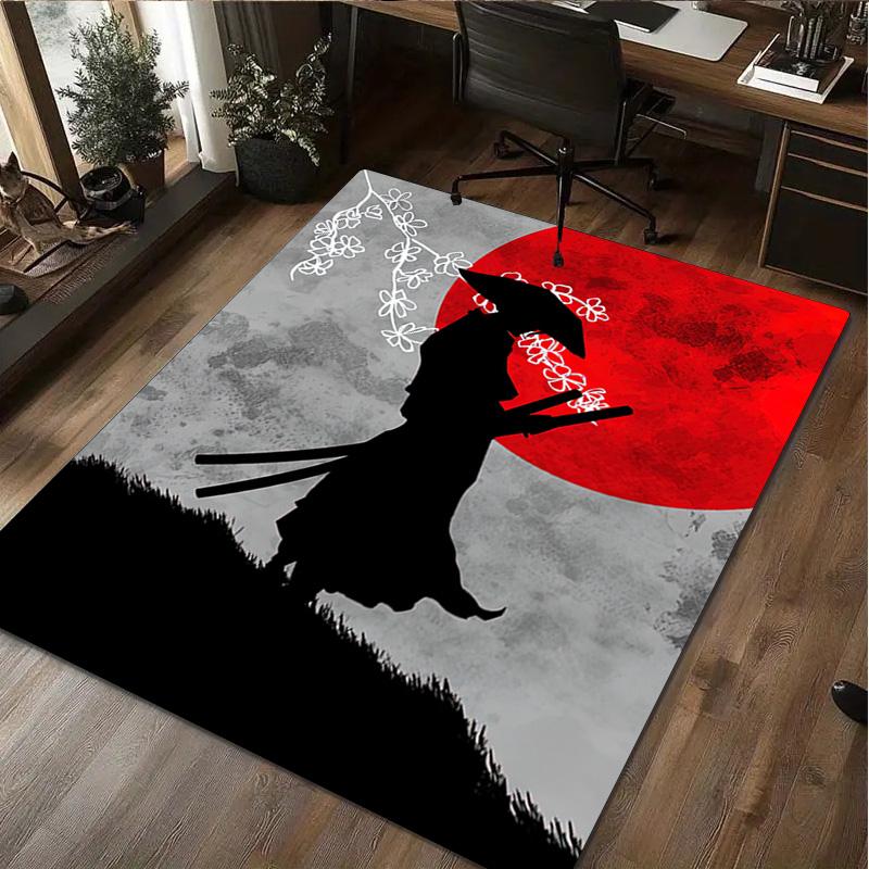 1Pc Samurai Print Rug - home decoration Carpet For Living Room Bedroom Flooring Computer Chair Area Rug