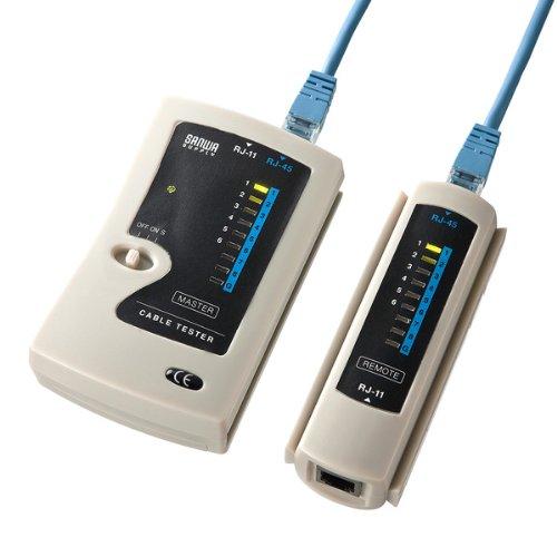 SANWA SUPPLY LAN Cable Tester, Checks Connections and Breaks, Compatible with UTP and STP Cables with RJ45 Connectors and Modular Cables with RJ-11 Co