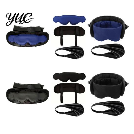 Adjustable Head Support 3-in-1 Travel Sleep Mask Set, Blackout Eye Cover with Neck Pillow & Road Trip Comfort Gear Arm Support, Portable Rest Kit for