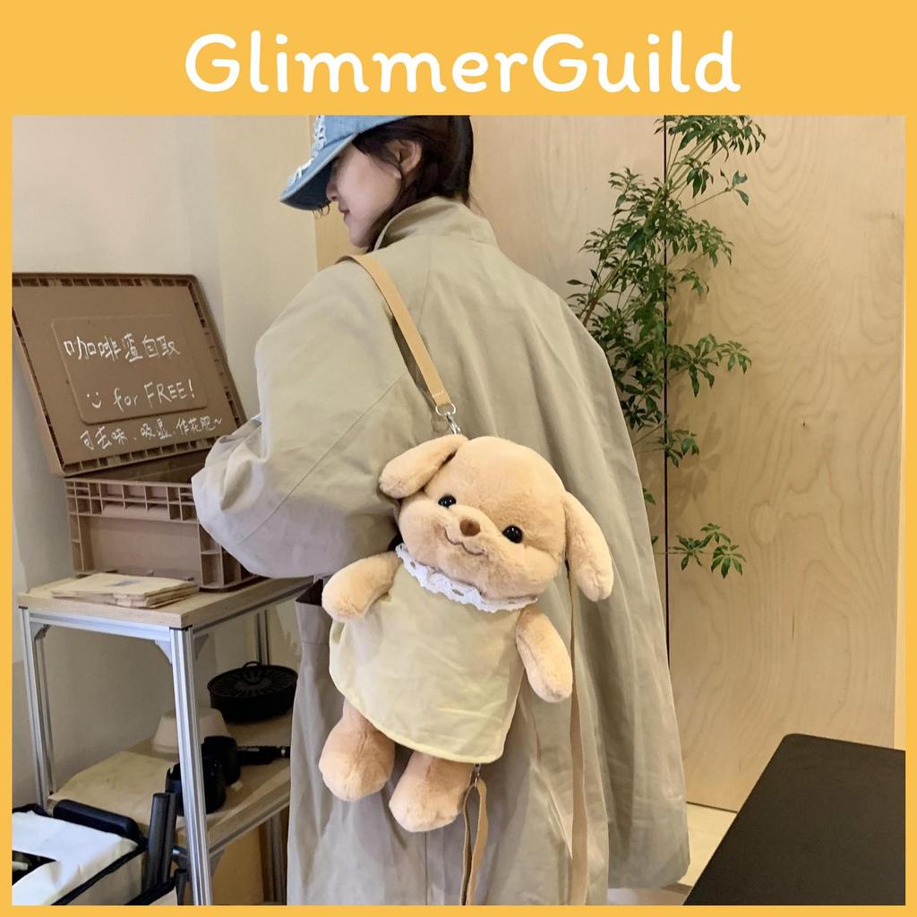 Plush Puppy Backpack Animal Shoulder Bag With Adjustable Straps Shoulder