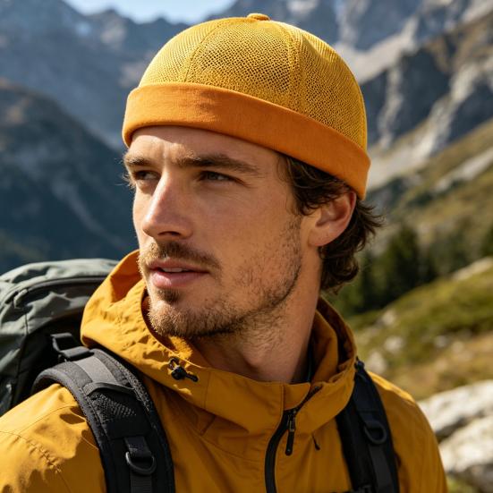 Brimless Melon Skin Hat, Elastic Edges 360 Degree Ventilation Summer Hat, Lightweight Breathable Mesh Cap for Men Women