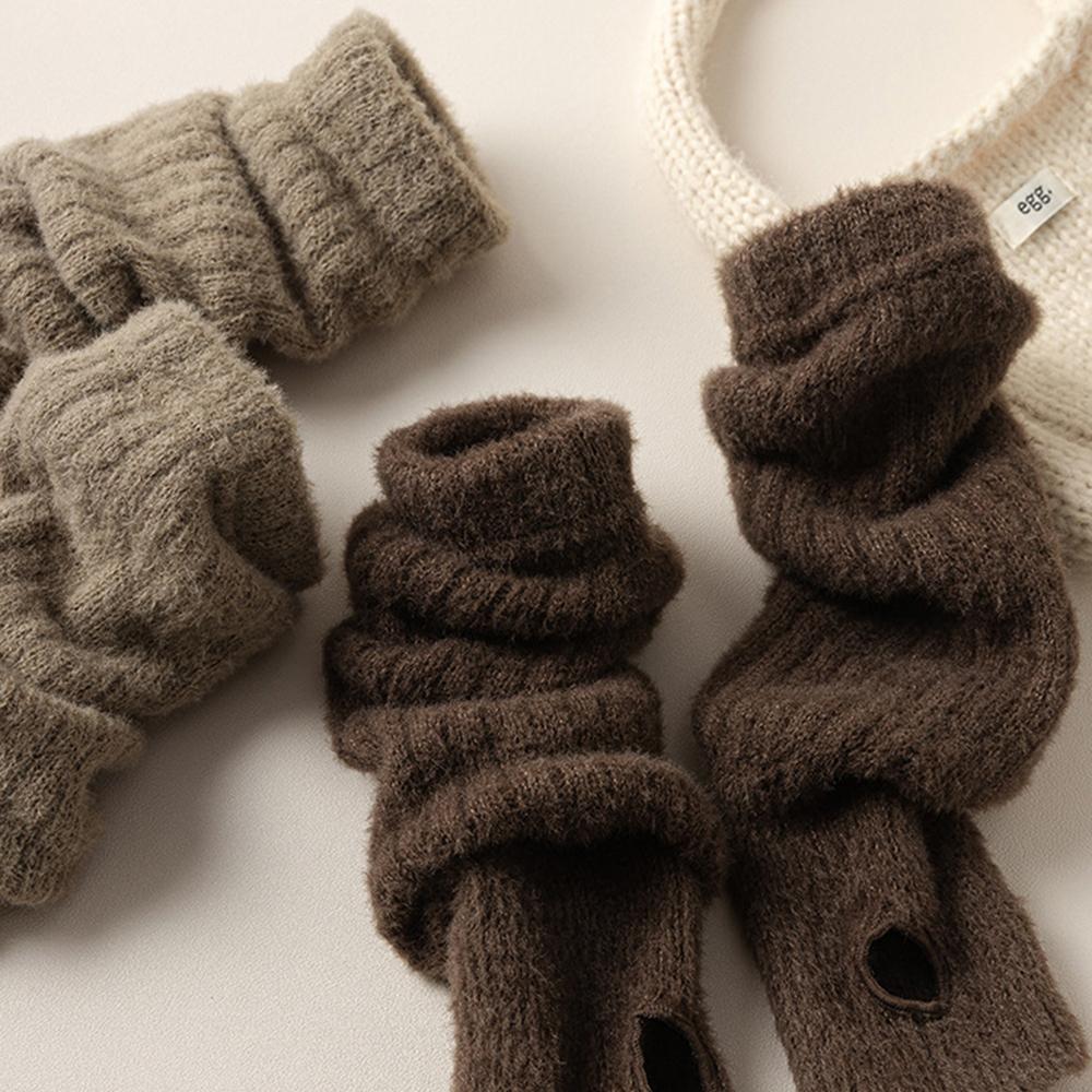 Plush Knitting Fingerless Gloves Women Winter Warm Arm Sleeve Soft Stacked Half Sleeves Arm Warmer Fine Mitten Casual Punk Glove