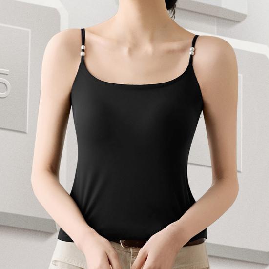 Dámská tílka s vestavěnou podprsenkou Polstrovaná Bez rukávů Na tenká ramínka Camisole topy Dvojitě podšité Letní Na večer Základní Cami trička