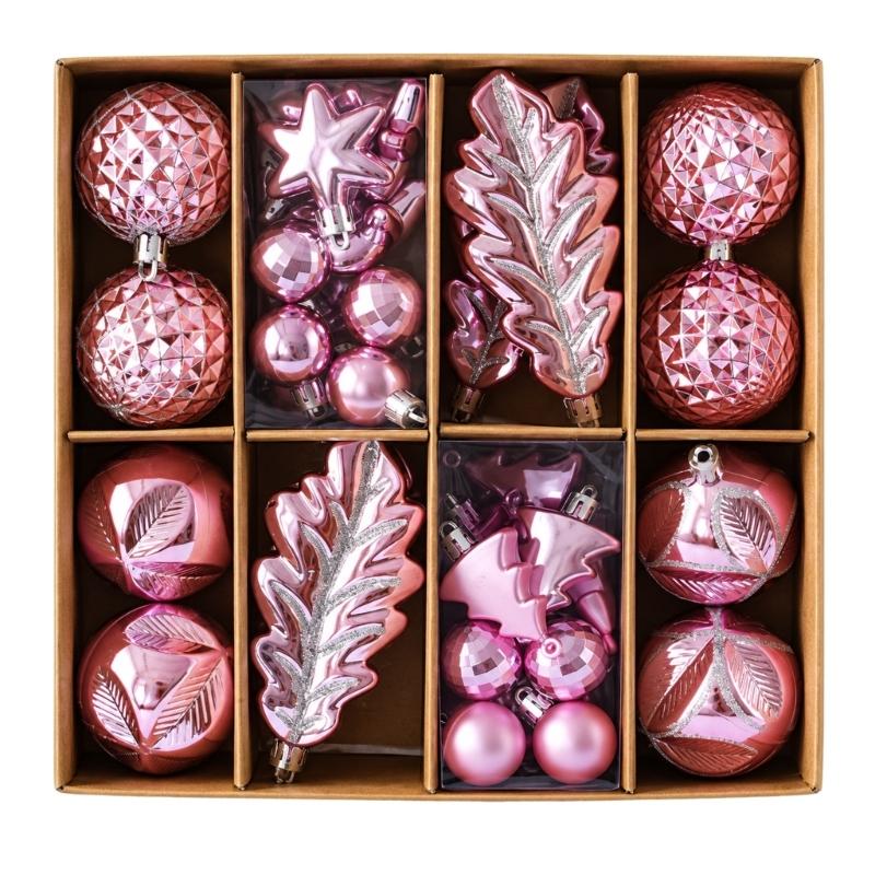 Feiertags-Kugel-Sortiment, 40-teilige Sammlung mit gemischten Oberflächen für Weihnachtsbaum, Kaminsims, Fensterbank und Veranda-Dekorationen