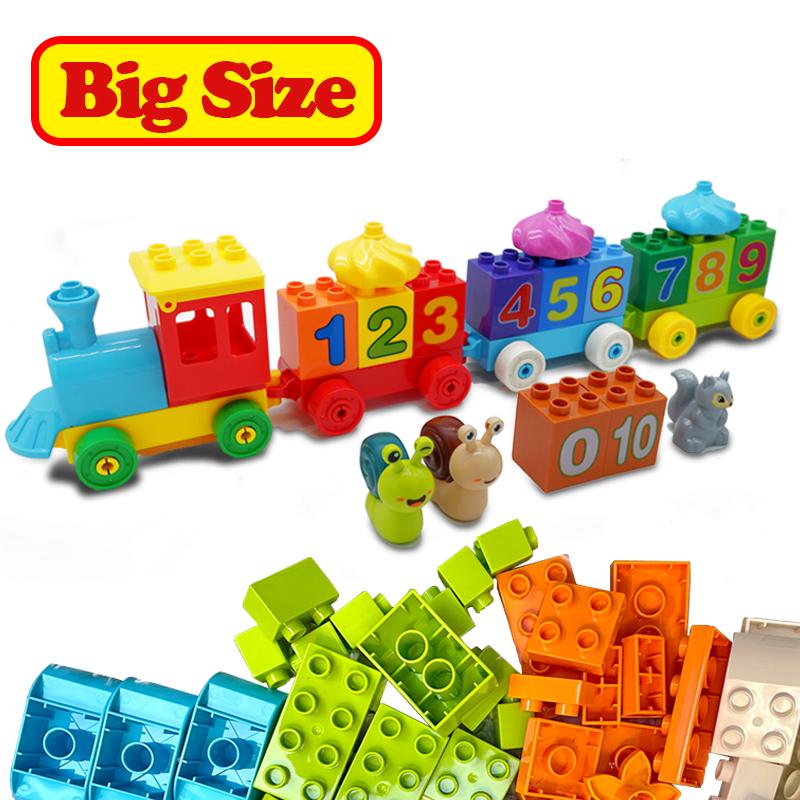 Big Size Building Blocks Set Compatible Duplo Train Animals Digital Model Toddlers Educational Cars Bricks Toys Kids Gifts
