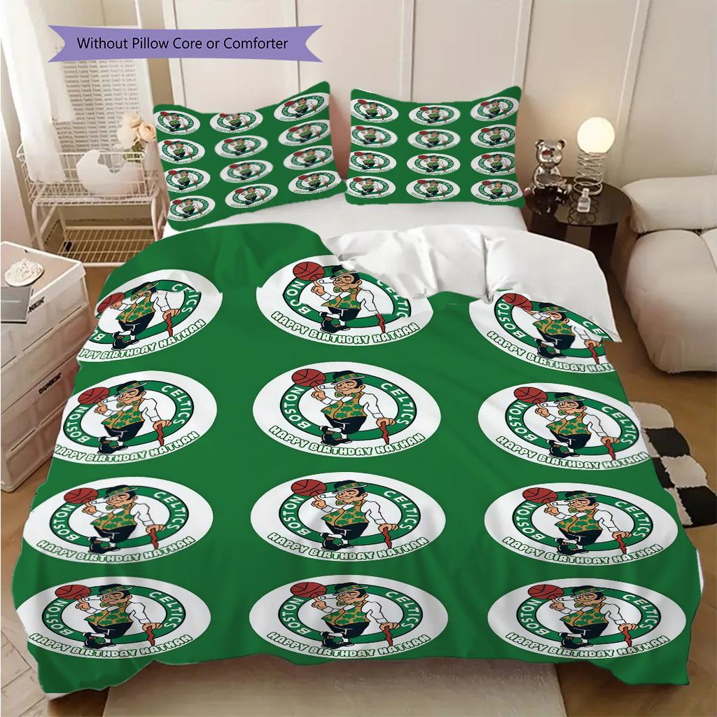 Biancheria da letto con spirito di squadra dei Boston Celtics(1 * copripiumino + 2 * federa, senza nucleo)Regalo di compleanno di Natale Copripiumino e federa
