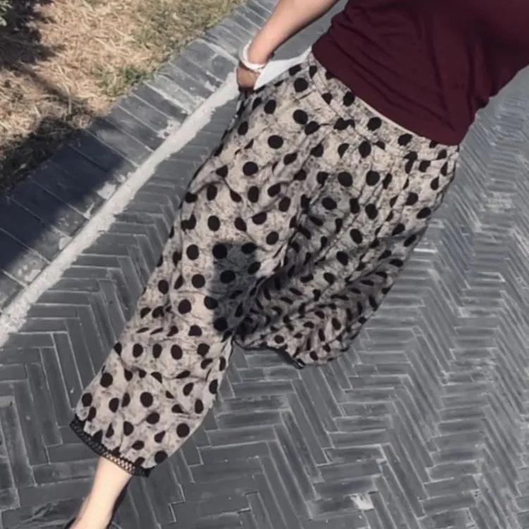 Women's High-Waisted Retro Polka Dot Cropped Wide-Leg Pants - Summer 2026 Slimming Versatile Fashion.