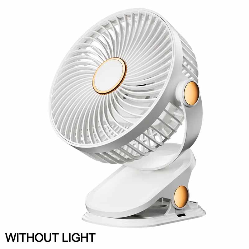 USB Car Fan Portable Small Desk Fan LED Night Light with Clip Fan 360 Rotate Speeds Desk Fan Outdoor Camping Fan Car Accessories