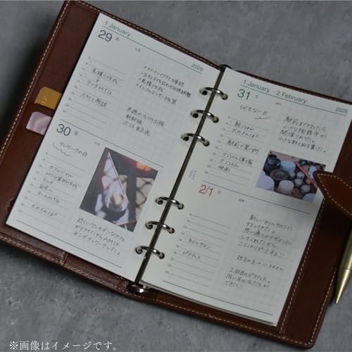 Raymay Fujii Da Vinci System Organizer, Oil Leather, Pocket Size, 11mm Ring, Genuine Leather, Black, JDP1411B
