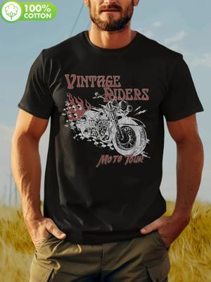 Vintage Tshirt Vintage Motorcycle Graphic Tshirt - Slim F...