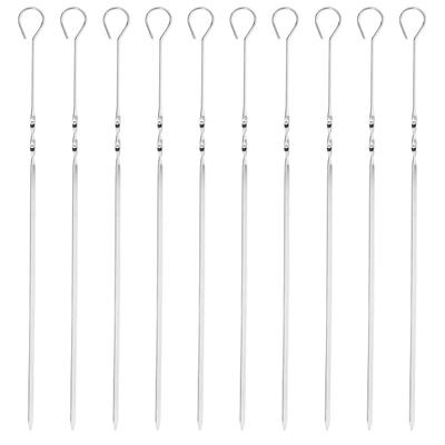 10 piezas Acero Inoxidable Brochetas de Barbacoa Agujas Barbacoa Parrilla Plano Señal Aguja Brochetas