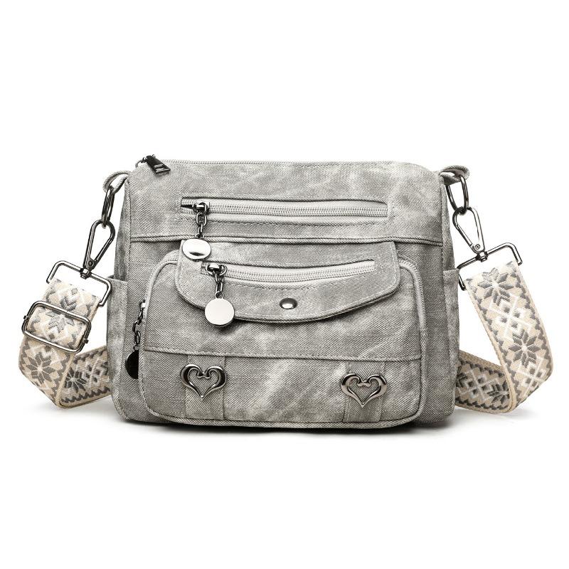 

Сумка женская новая сумка-мессенджер мягкая кожа на плечо ретро простая мода большая вместимость многокарманная большая вместимость женская сумка серый